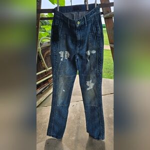RtA Distressed Blue Straight Leg Jeans